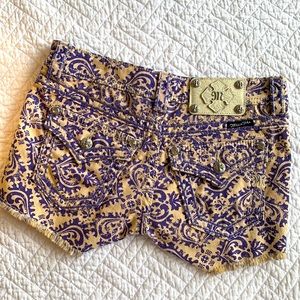 Miss Me shorts - Size 25 - Color: Purple and beige with bling buttons.